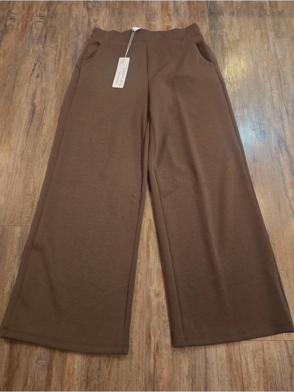 Wide-Leg Knit Pants in Brown - Women's Casual